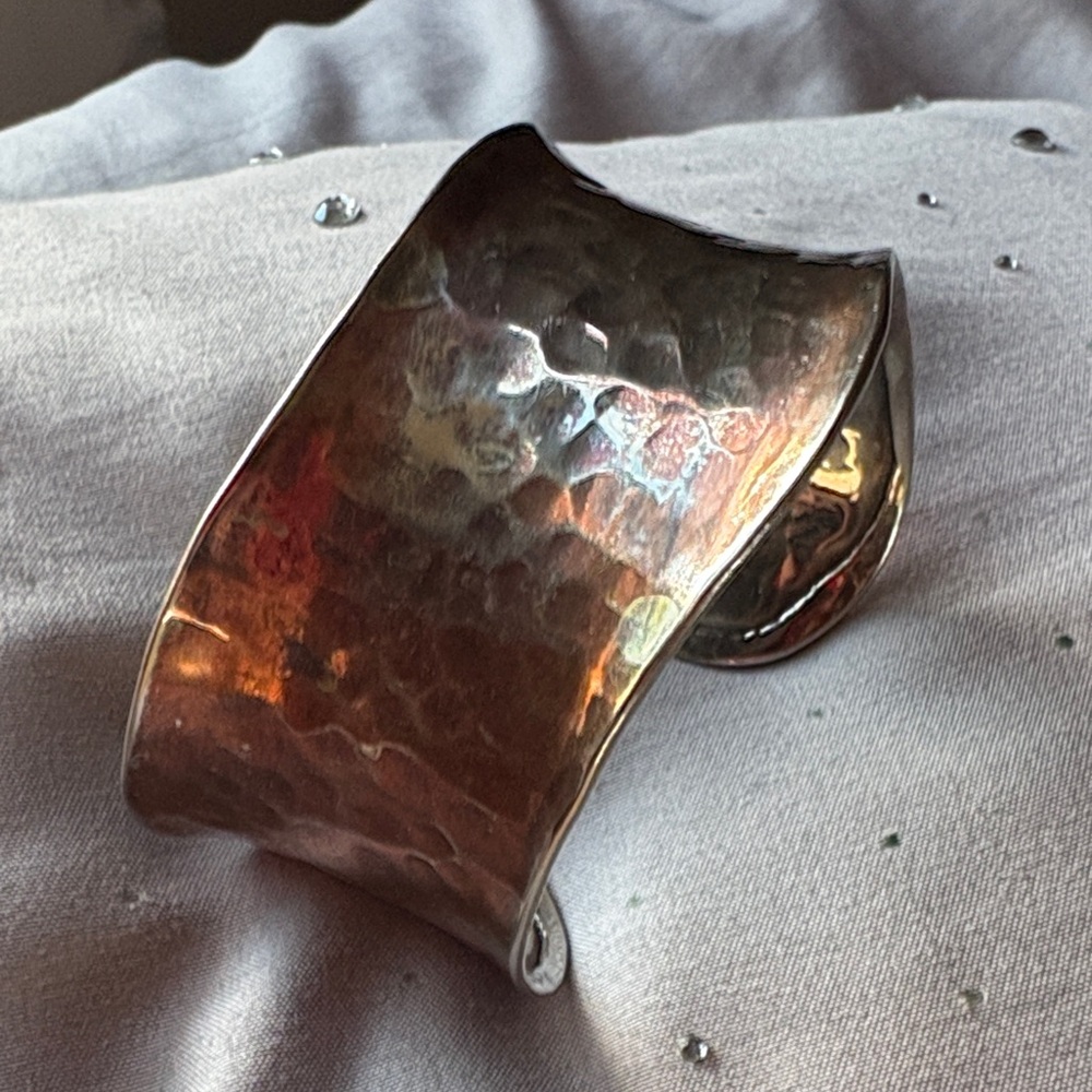 Vintage Hammered Copper Wide Cuff Bracelet